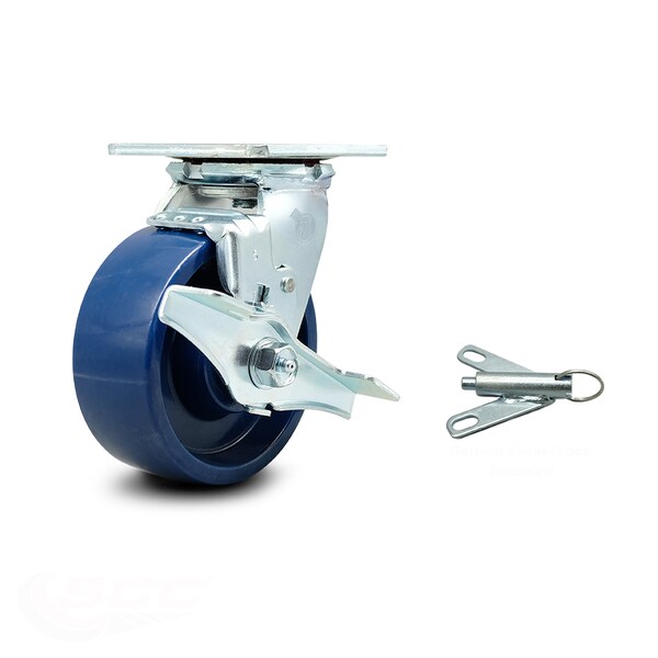 5 Inch Solid Polyurethane Caster with Ball Bearing and Brake/Swivel Lock SCC